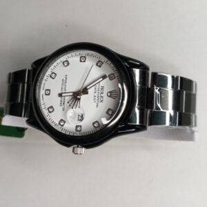 Rolex – Elegant White Dial with Premium Black Chain – RL03