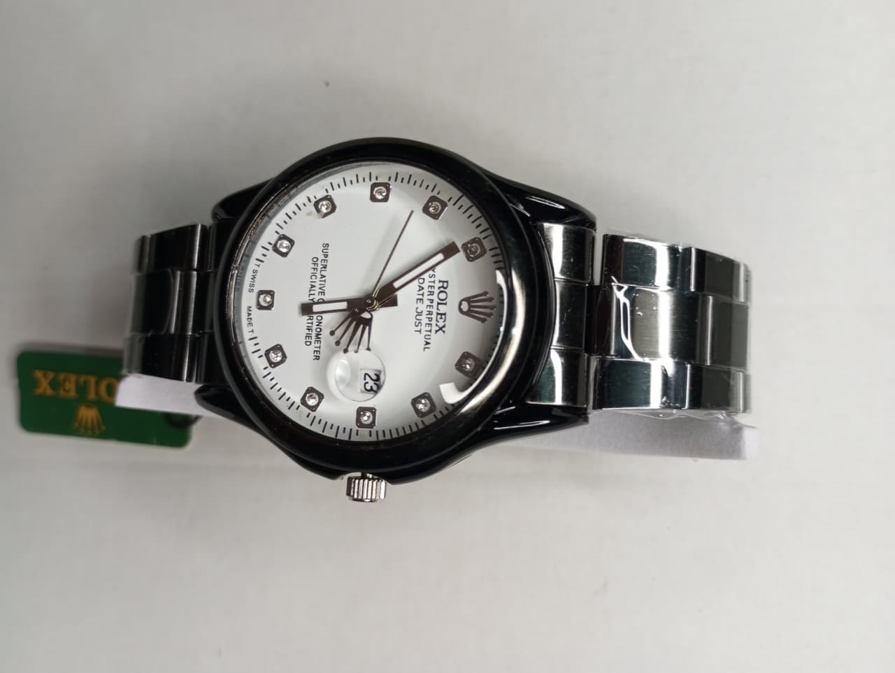 Rolex – Elegant White Dial with Premium Black Chain – RL03