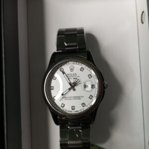 Rolex – Elegant White Dial with Premium Black Chain – RL03